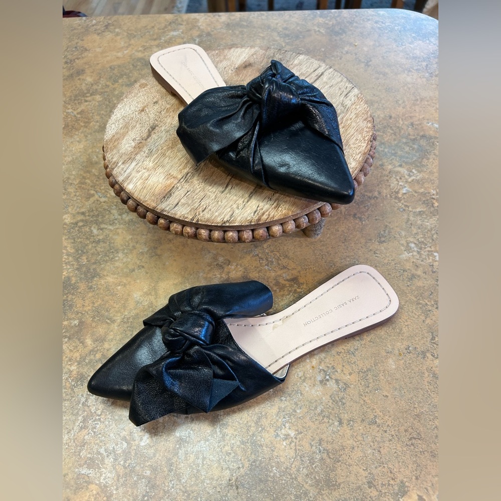Zara Black Bow Mules - Picture 2 of 13
